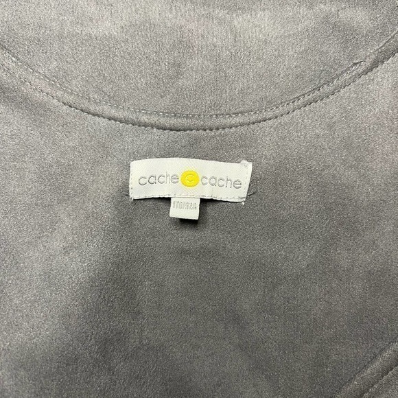 Gray Cache Faux Suede Western Detail Spaghetti Strap Dress - Picture 3 of 4